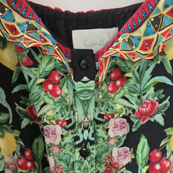 Camilla Dress Toucan Mini Button Down Frill Play Medium b96 - Picture 16 of 16